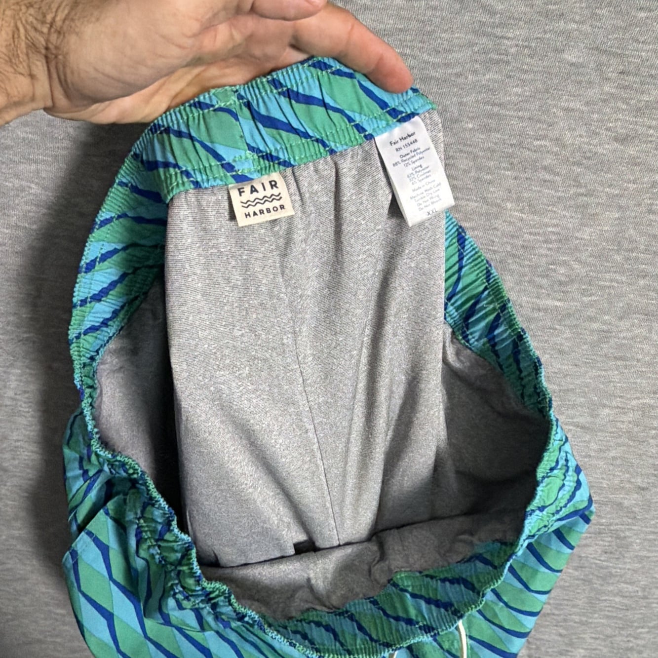 Nwt Fair Harbor Men's 2xl Green Seabay Lined Mastos Anchor Swim Trunks 8" — image 6 of 8